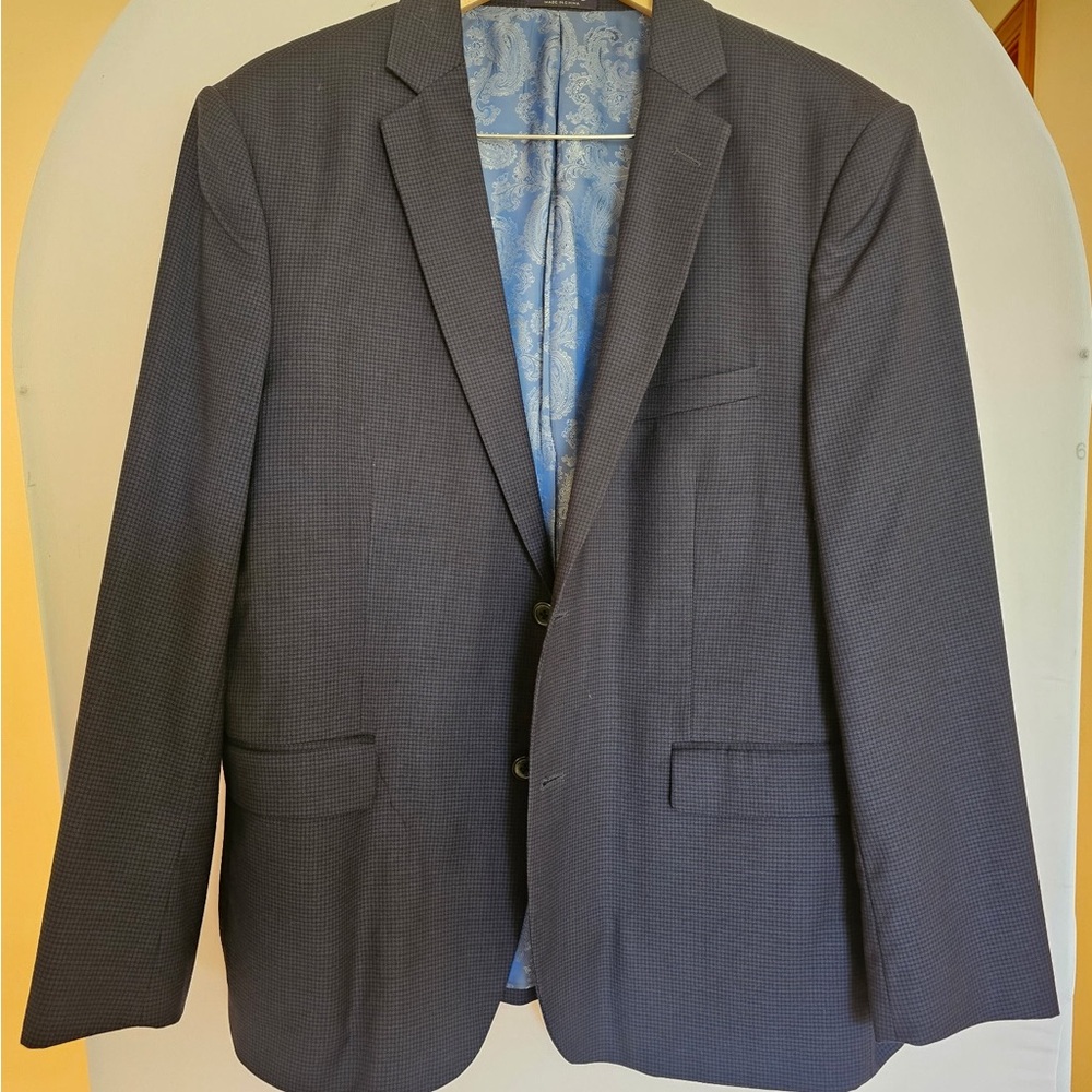 Adolfo black and blue checkered suit